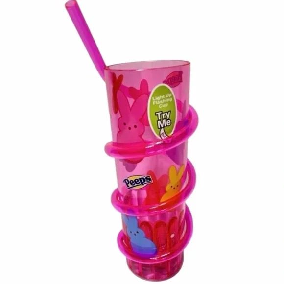 PINK Easter Peeps BUNDLE - Peeps LightUp Cup AND Peeps Bunny Fiber Optic Wand - Picture 3 of 8